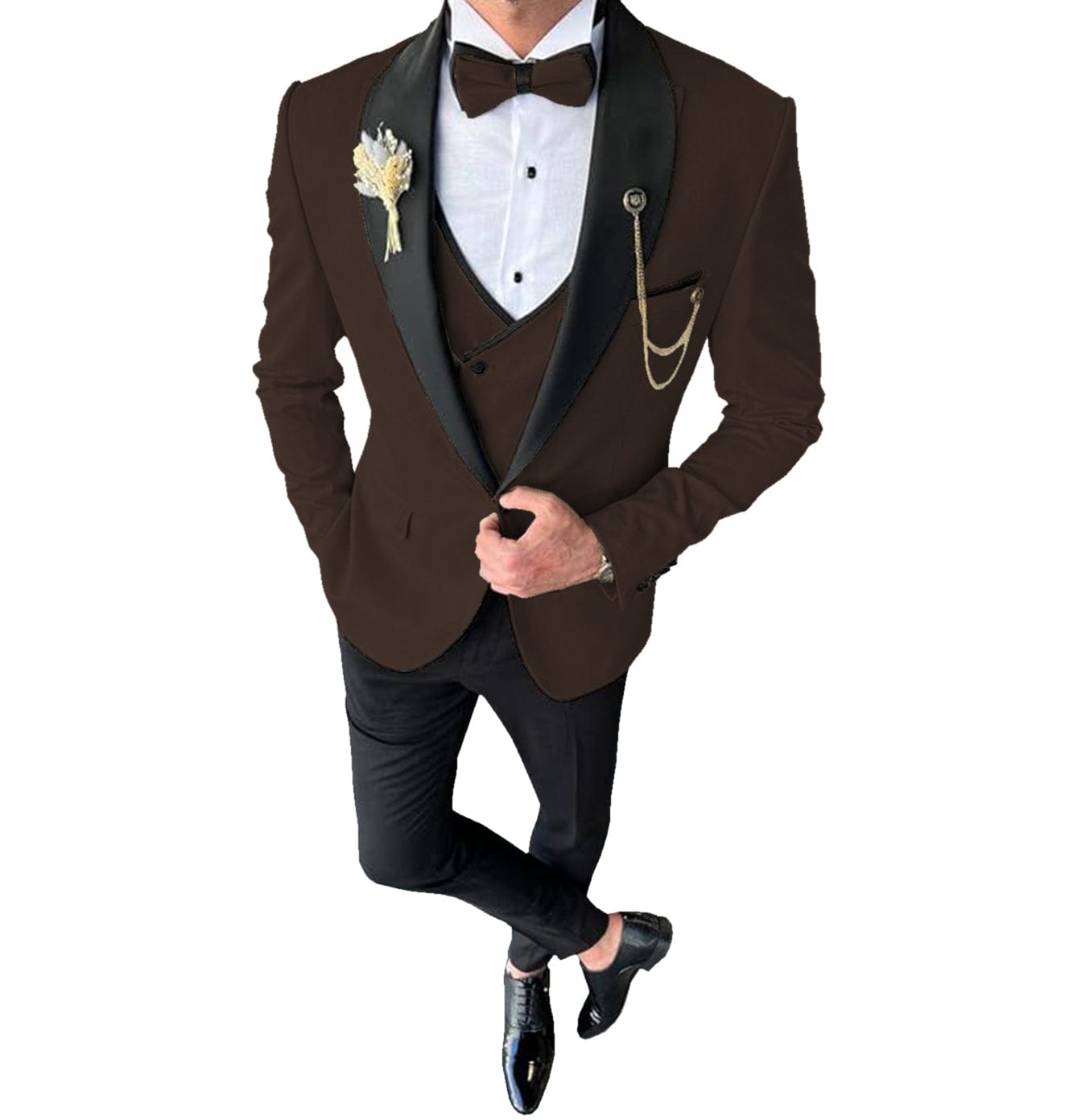 ceehuteey 3 Piece Mens Suit  Shawl Lapel Prom  For Wedding Tuxedos (Blazer + Vest + Pants)