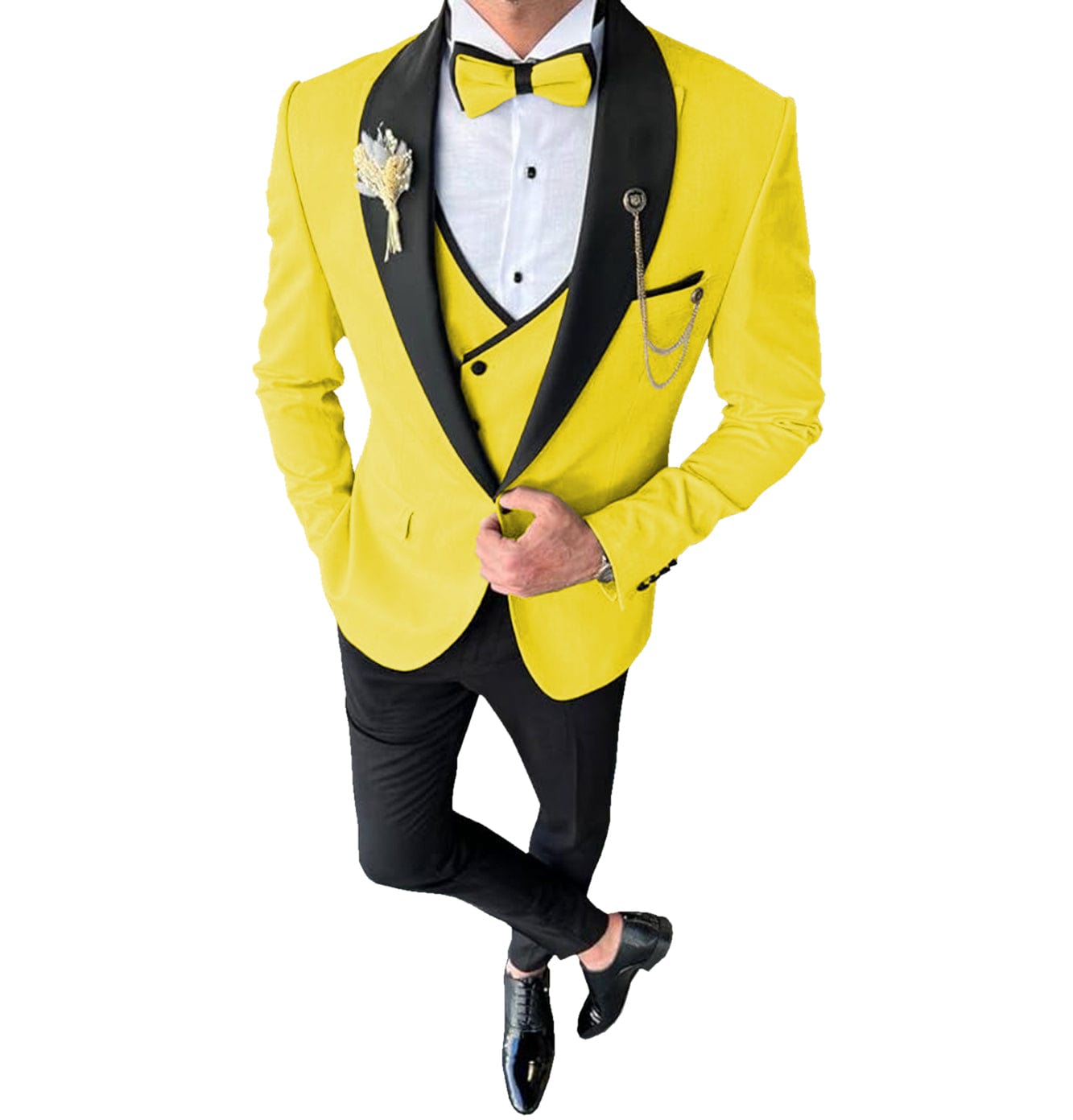 ceehuteey 3 Piece Mens Suit  Shawl Lapel Prom  For Wedding Tuxedos (Blazer + Vest + Pants)