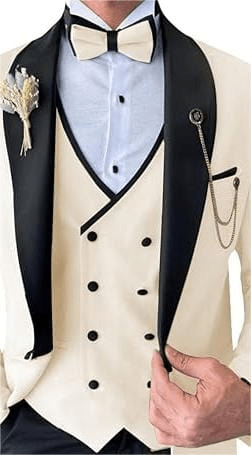 ceehuteey 3 Piece Mens Suit  Shawl Lapel Prom  For Wedding Tuxedos (Blazer + Vest + Pants)