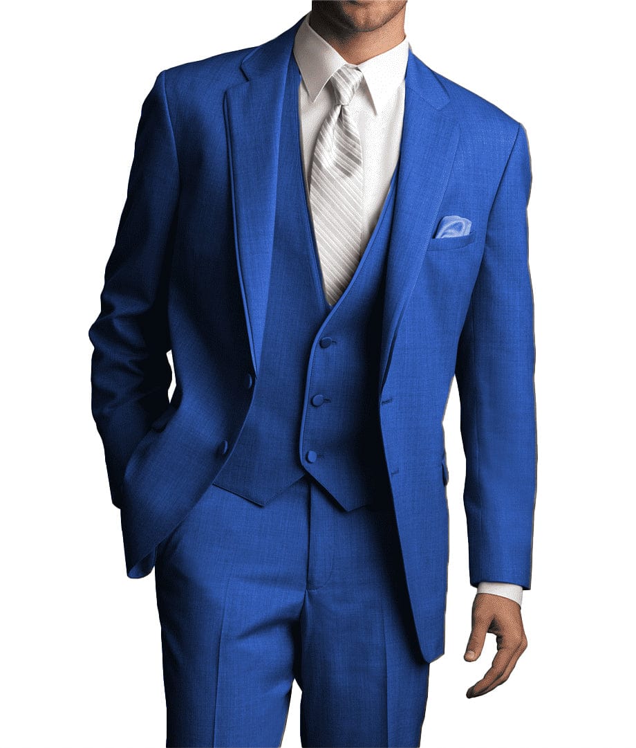 ceehuteey 3 Pieces Men's Solid Notch Lapel Fashion Linen Flat Suit for Men (Blazer+Vest+Pants)