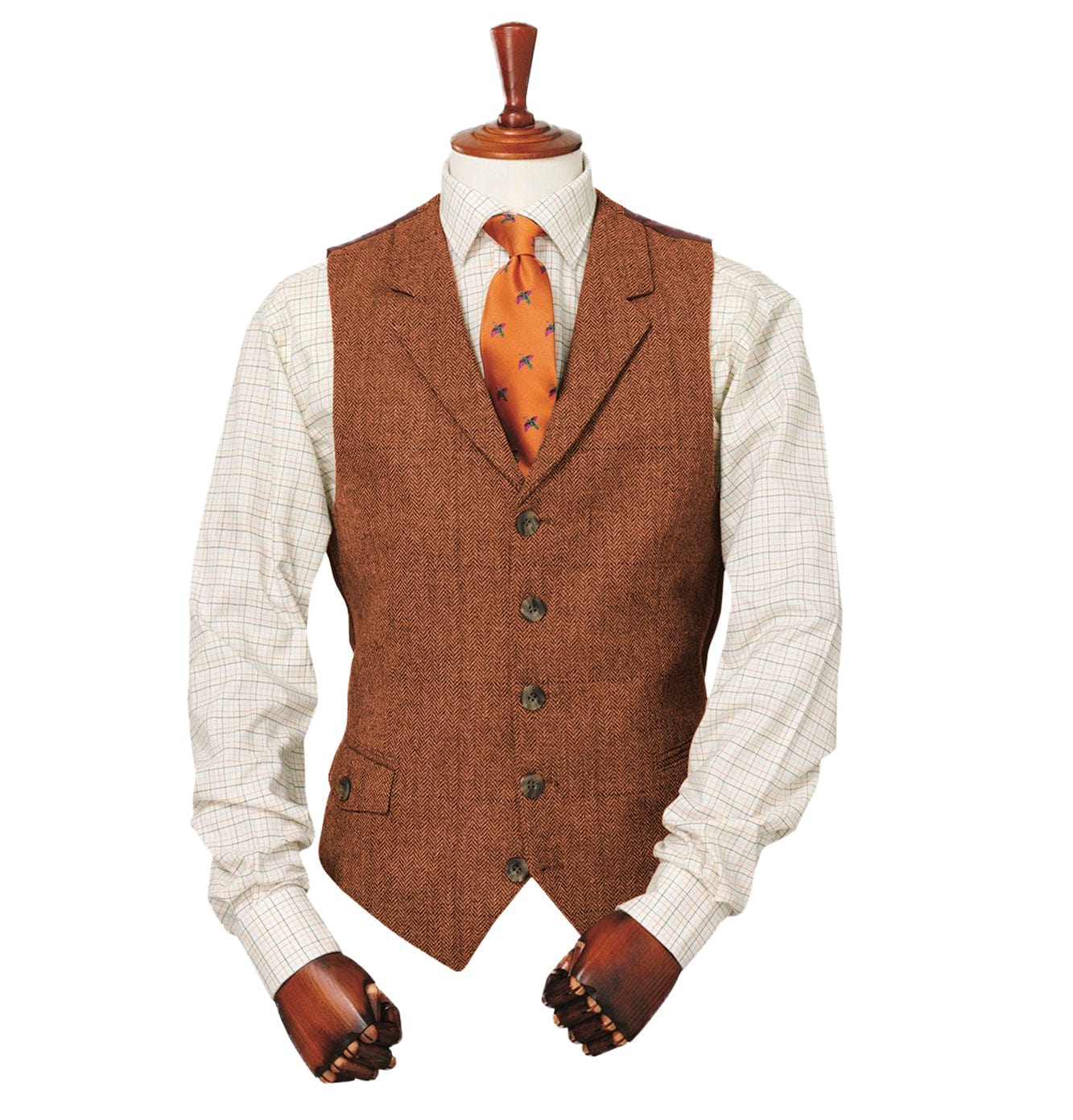 ceehuteey Copy of Men's Classic vintage Herringbone Notch Lapel Waistcoat