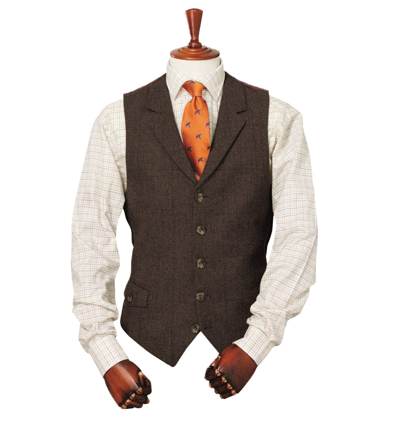 ceehuteey Copy of Men's Classic vintage Herringbone Notch Lapel Waistcoat