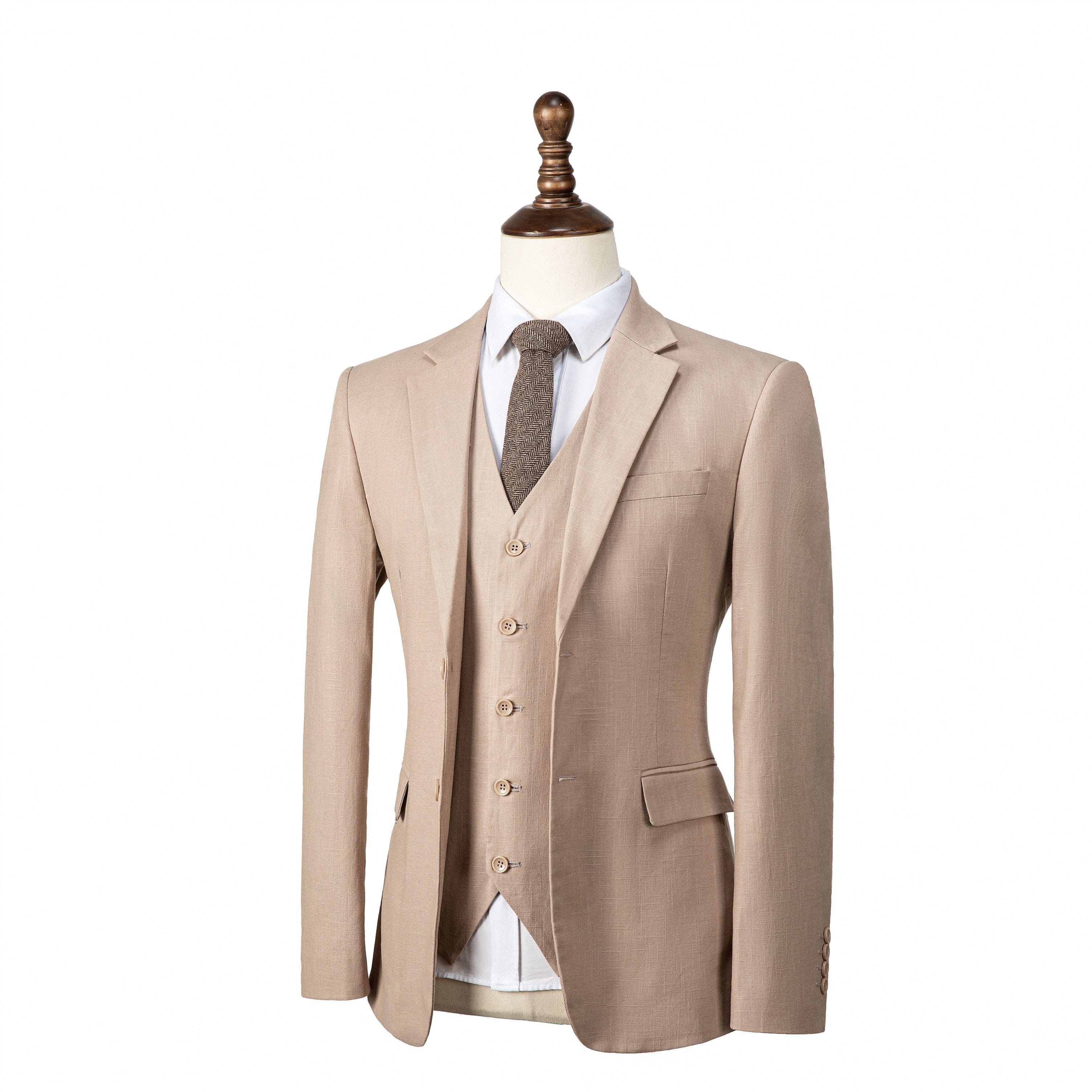 ceehuteey Fashion Formal Men's Linen Regular Notch Lapel Blazer