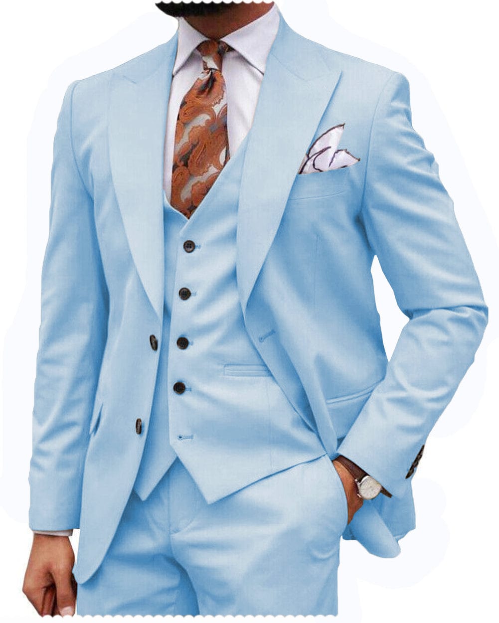 ceehuteey Formal Men's 3 Piece Regular Fit Peak Lapel Men's Express Suit (Blazer+Vest+Pants)