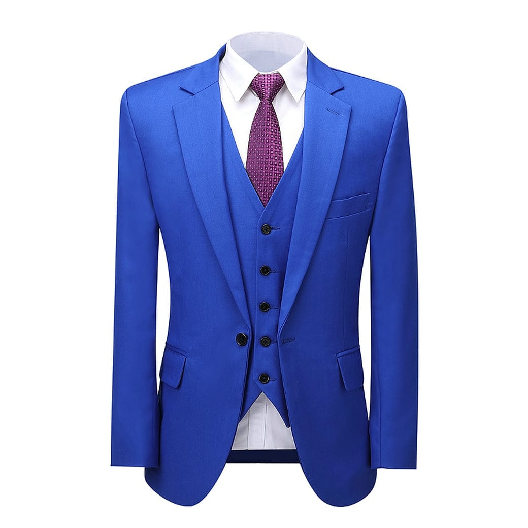 ceehuteey Formal Men's 3 Pieces Mens Suit Notch Lapel Flat Tuxedos (Blazer+vest+Pants)