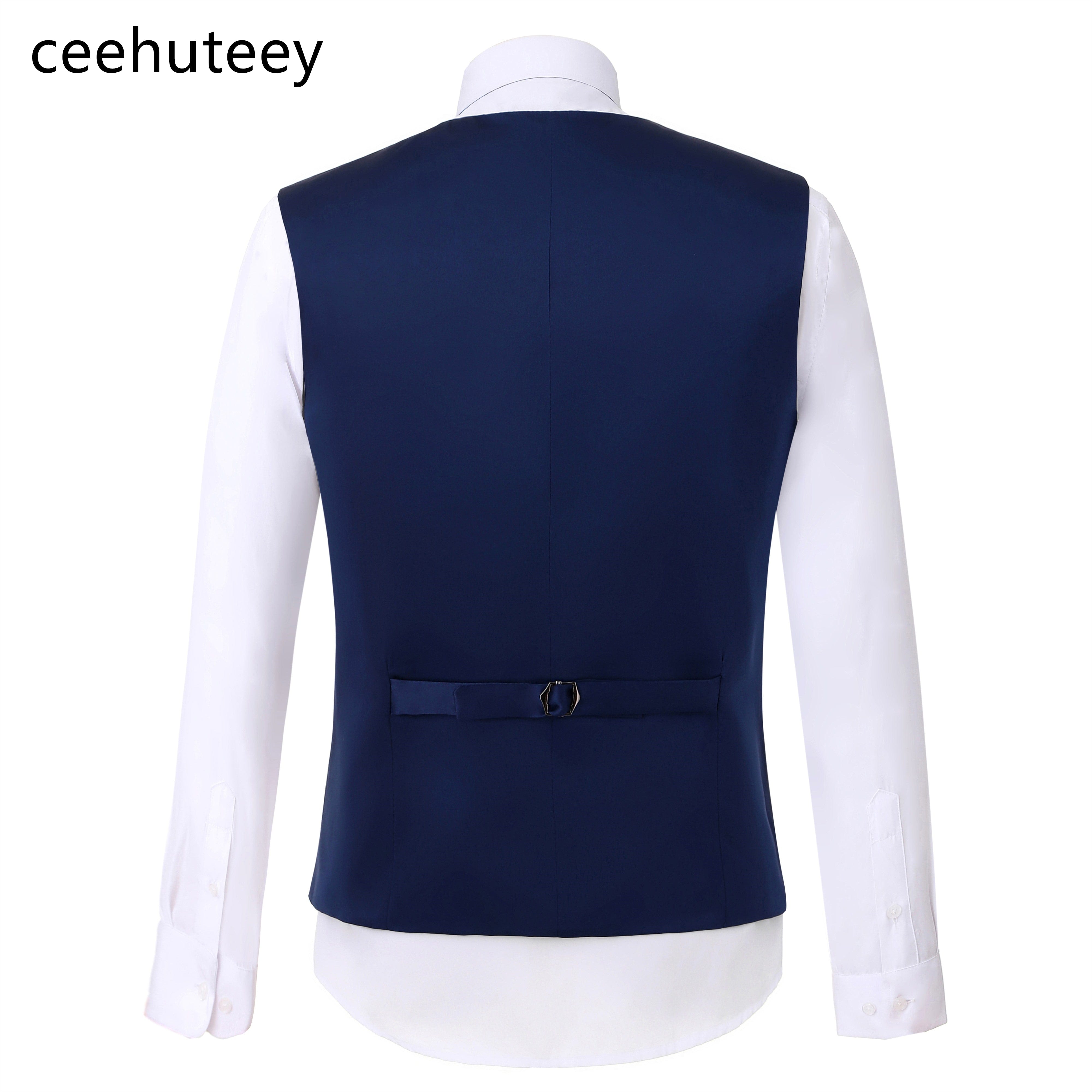 ceehuteey Formal Plaid Men's Business 3 Pieces Tweed  Notch Lapel Suit (Blazer+vest+Pants)