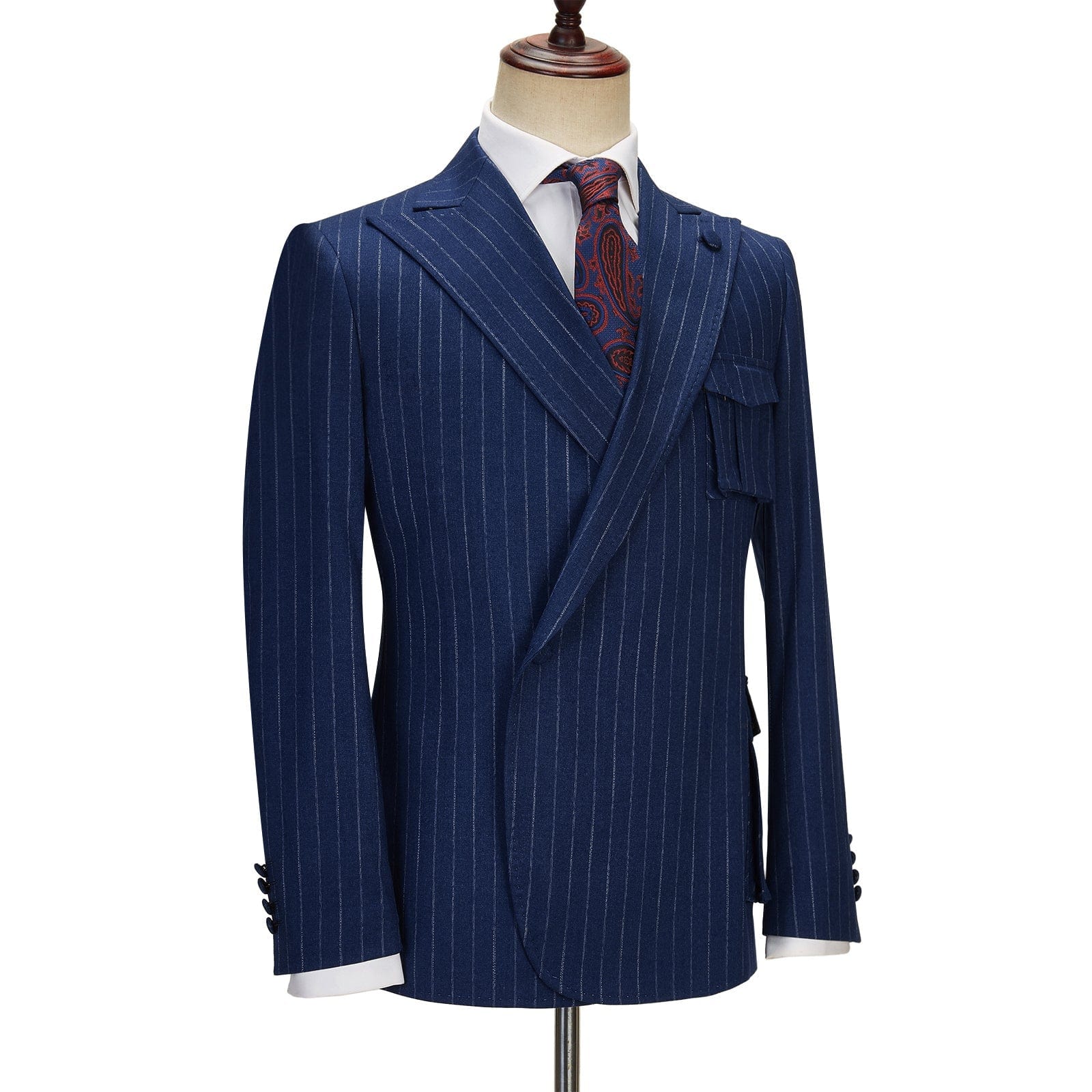 ceehuteey Formal Striped 3 Pieces Mens Peak Lapel Suit Tuxedos (Blazer+Pants)