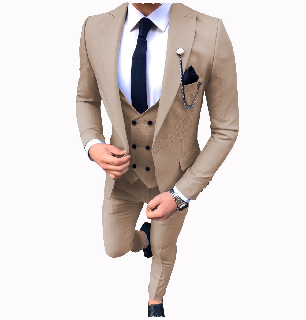 ceehuteey Men's 3 Piece Suit Slim Fit Suits One Button Formal Wedding Prom Suits (Blazer + Vest + Pants)