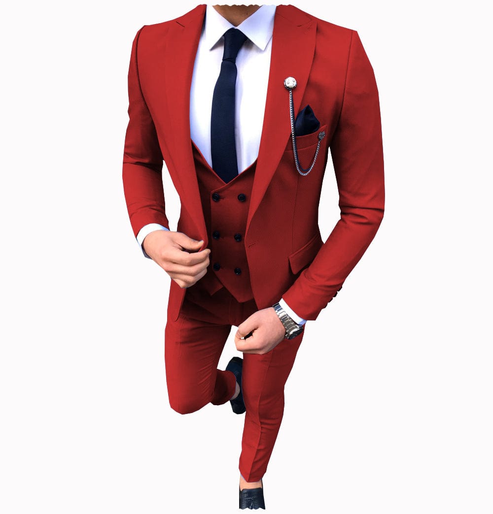 ceehuteey Men's 3 Piece Suit Slim Fit Suits One Button Formal Wedding Prom Suits (Blazer + Vest + Pants)