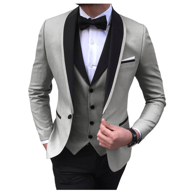 ceehuteey Men's 3 Pieces Fashion Shawl Lapel Tuxedos For Wedding Groomsmen(Blazer+vest+Pants)