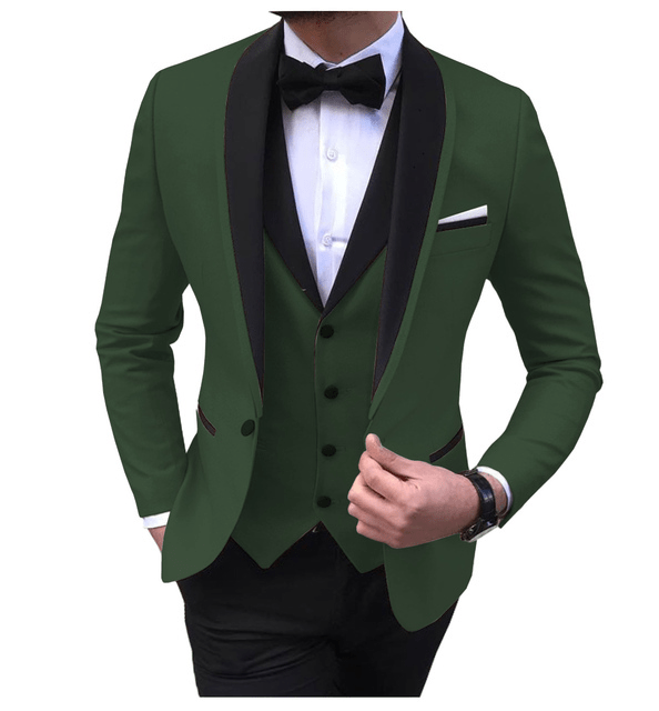 ceehuteey Men's 3 Pieces Fashion Shawl Lapel Tuxedos For Wedding Groomsmen(Blazer+vest+Pants)