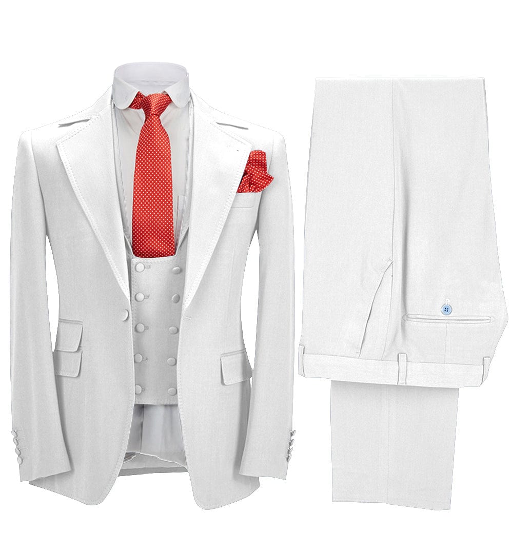 ceehuteey Men's 3 Pieces Formal Notch Lapel Tuxedos Prom Groomsmen (Blazer+Vest+Pants)