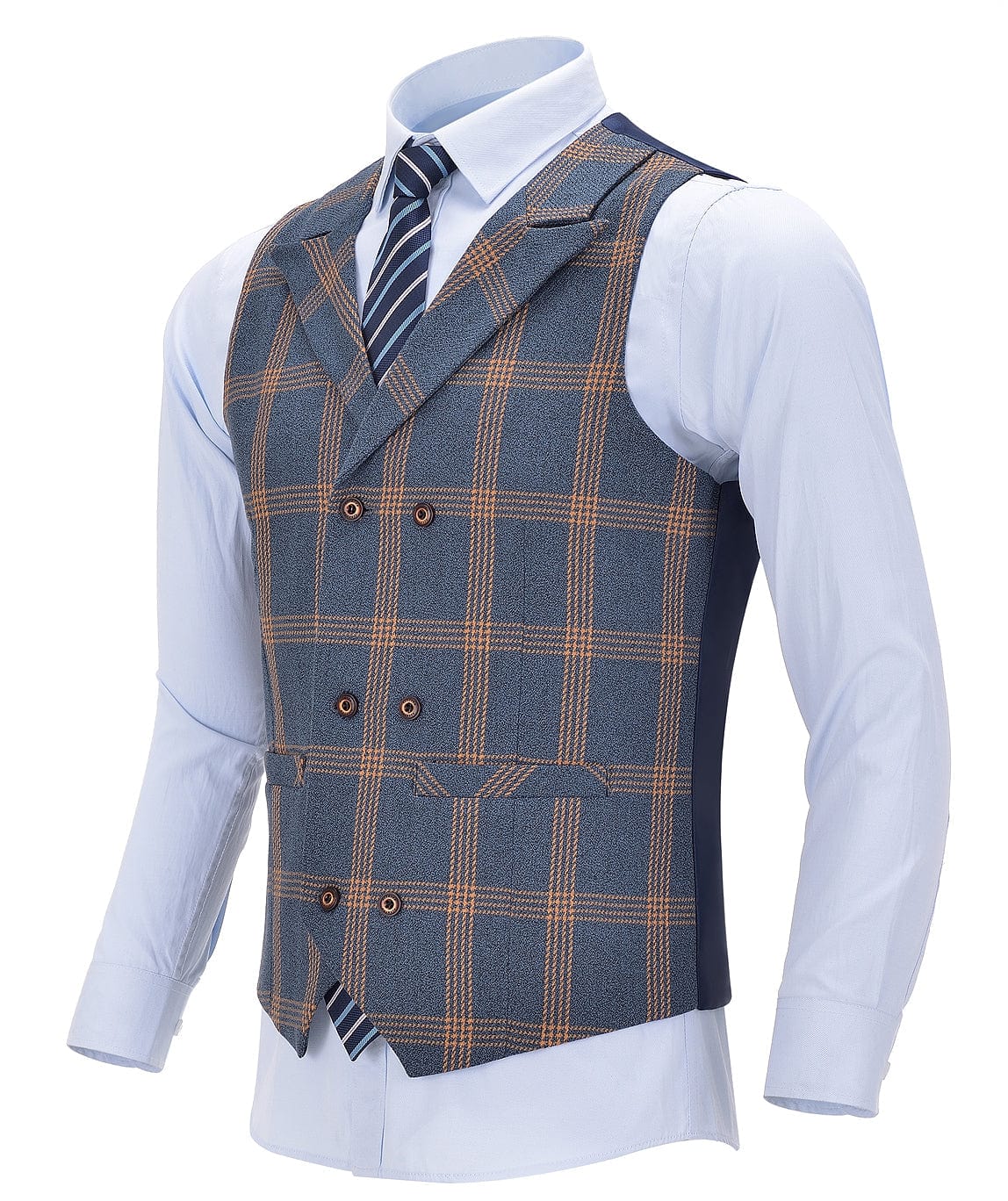 ceehuteey Men's 3 Pieces  Plaid Notch Lapel Tuxedos (Blazer+vest+Pants)