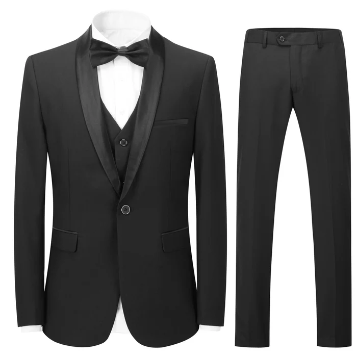 ceehuteey Men's 3 Pieces Regular Fit Shawl Lapel Prom For Wedding Tuxedos (Blazer + Vest + Pants)