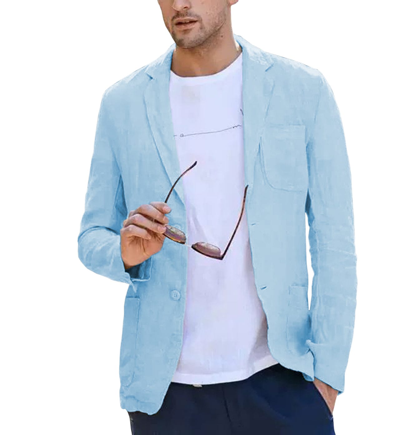 ceehuteey Men's Casual Summer Linen Notch Lapel Suit for Blazer