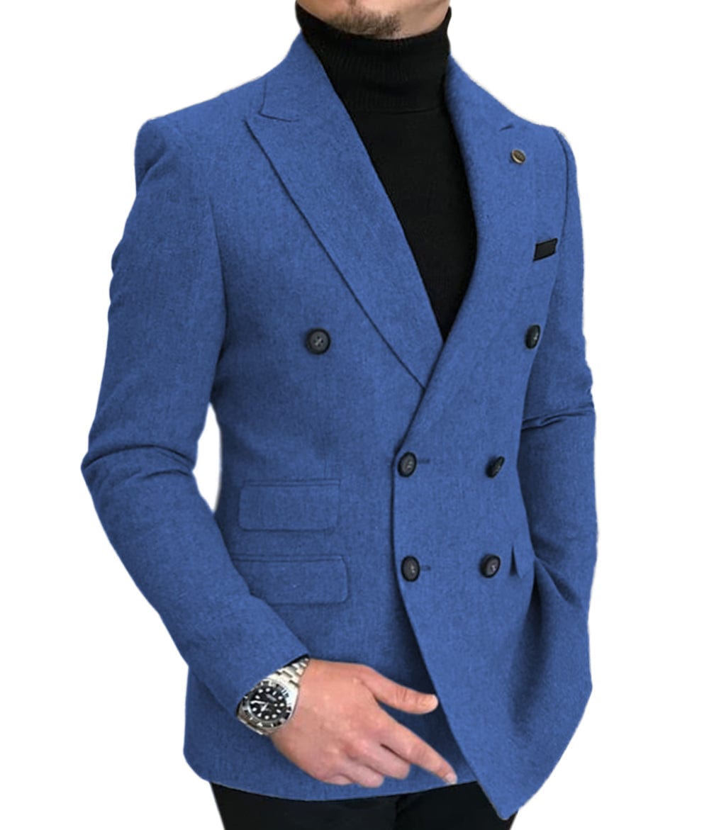 ceehuteey Men's Casual Tweed Regular Fit Notch Lapel Blazer