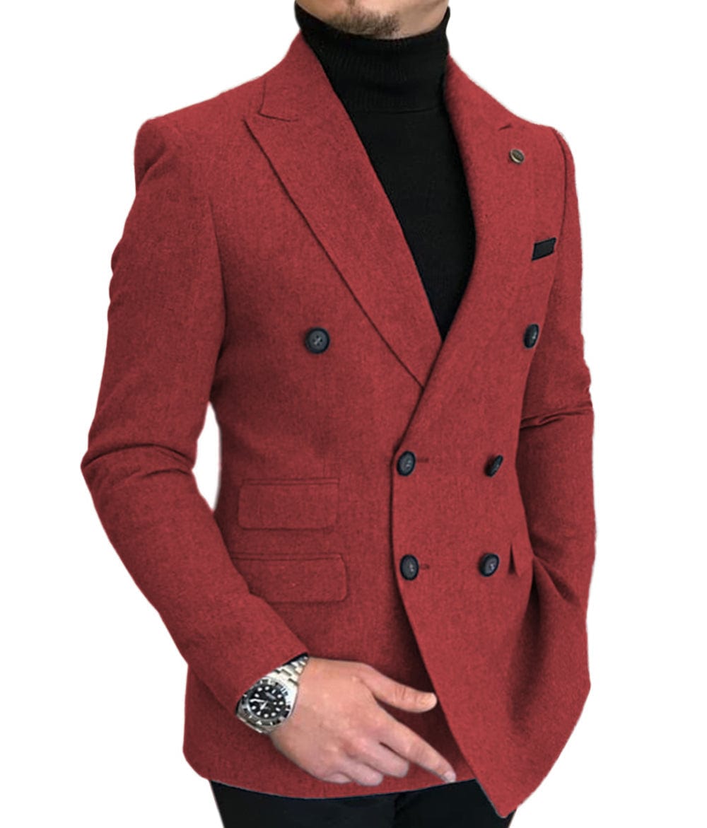 ceehuteey Men's Casual Tweed Regular Fit Notch Lapel Blazer