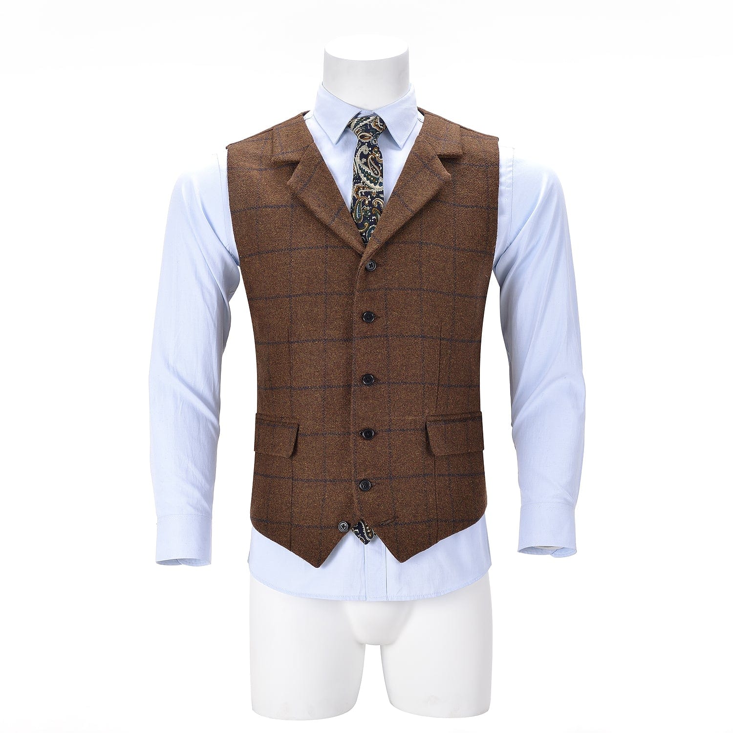 ceehuteey Men's Formal Notch Lapel Suit Vest Tweed Waistcoat