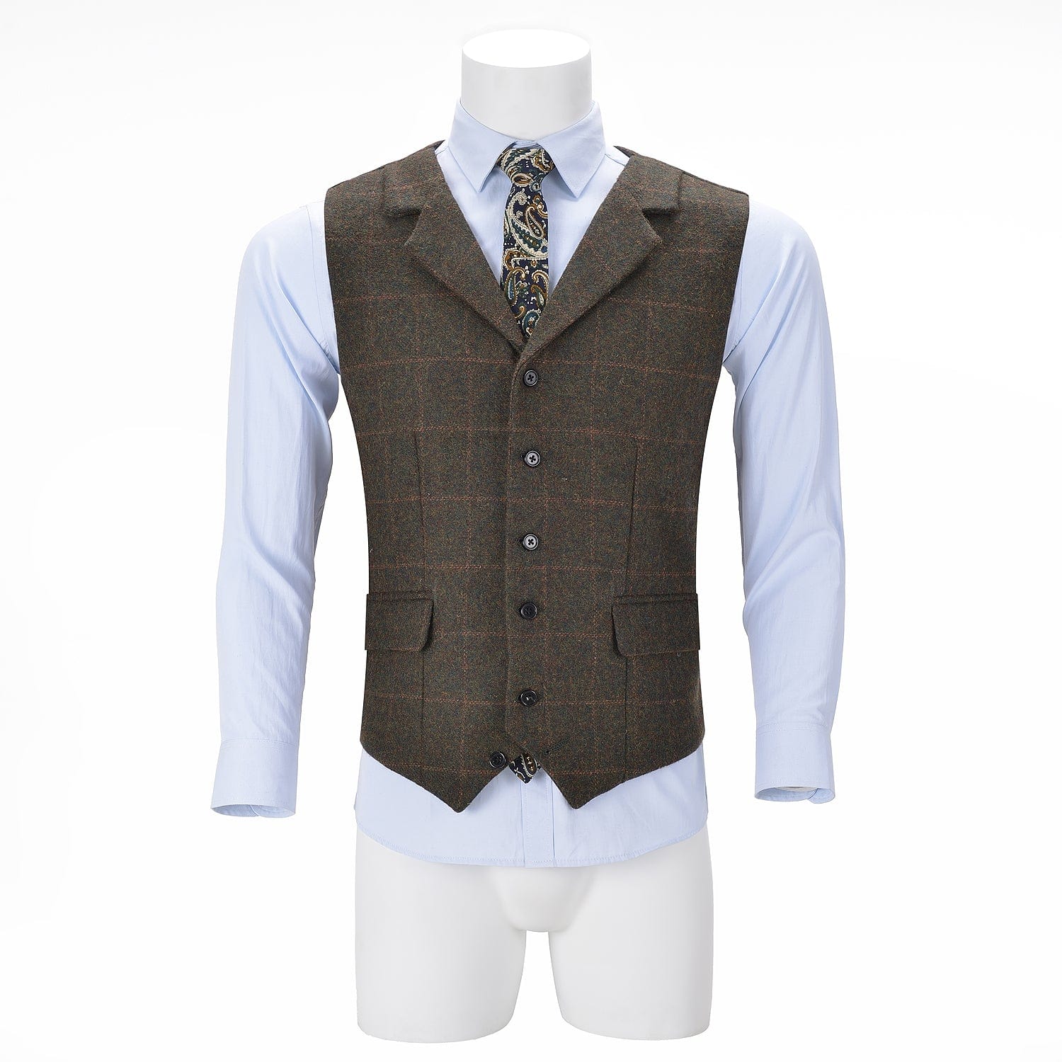 ceehuteey Men's Formal Notch Lapel Suit Vest Tweed Waistcoat