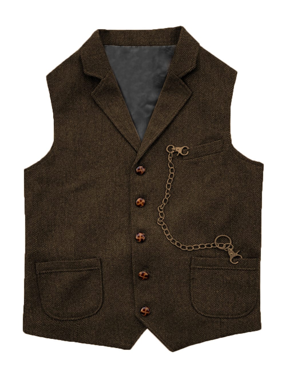 ceehuteey Men's Herringbone  Classic Slim Fit Notch Lapel Waistcoat