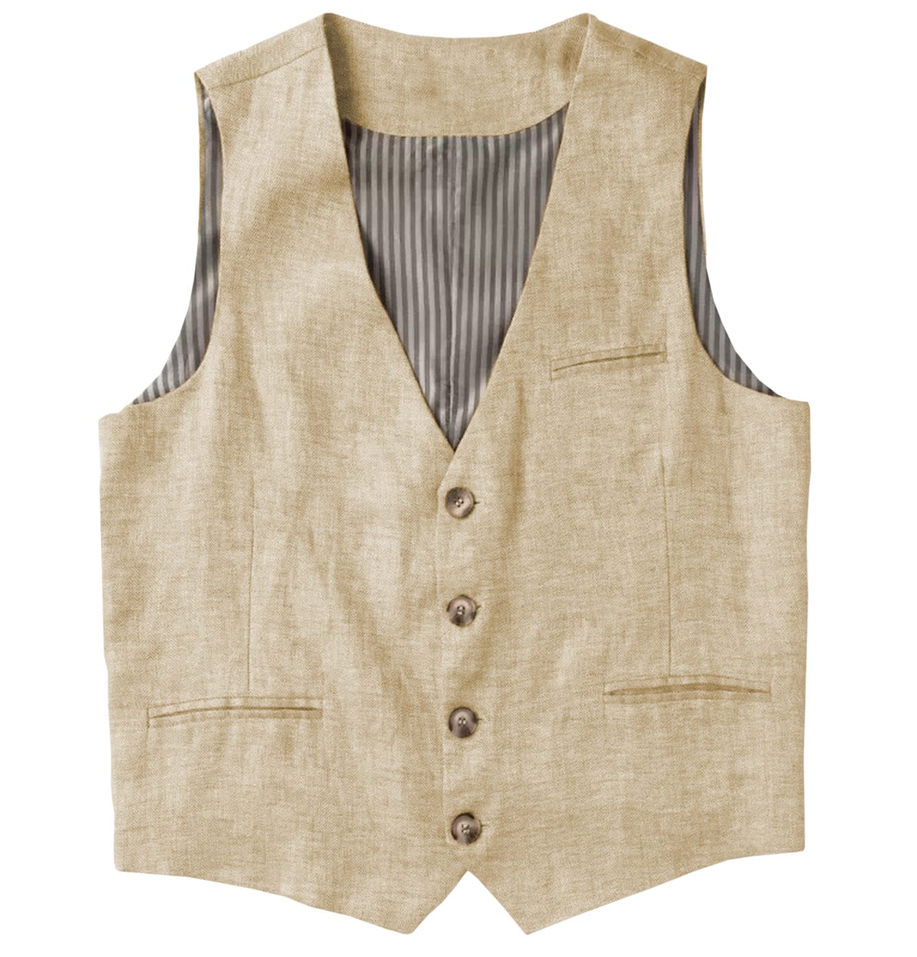 ceehuteey Men's Linen V Neck Vest Casual Summer Leisure Waistcoat