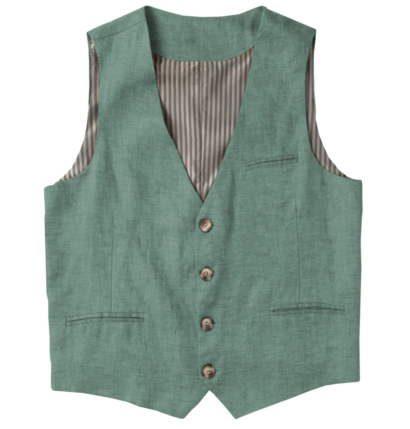 ceehuteey Men's Linen V Neck Vest Casual Summer Leisure Waistcoat