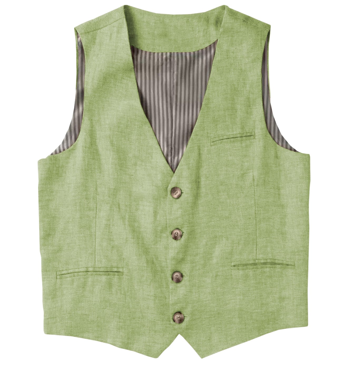 ceehuteey Men's Linen V Neck Vest Casual Summer Leisure Waistcoat