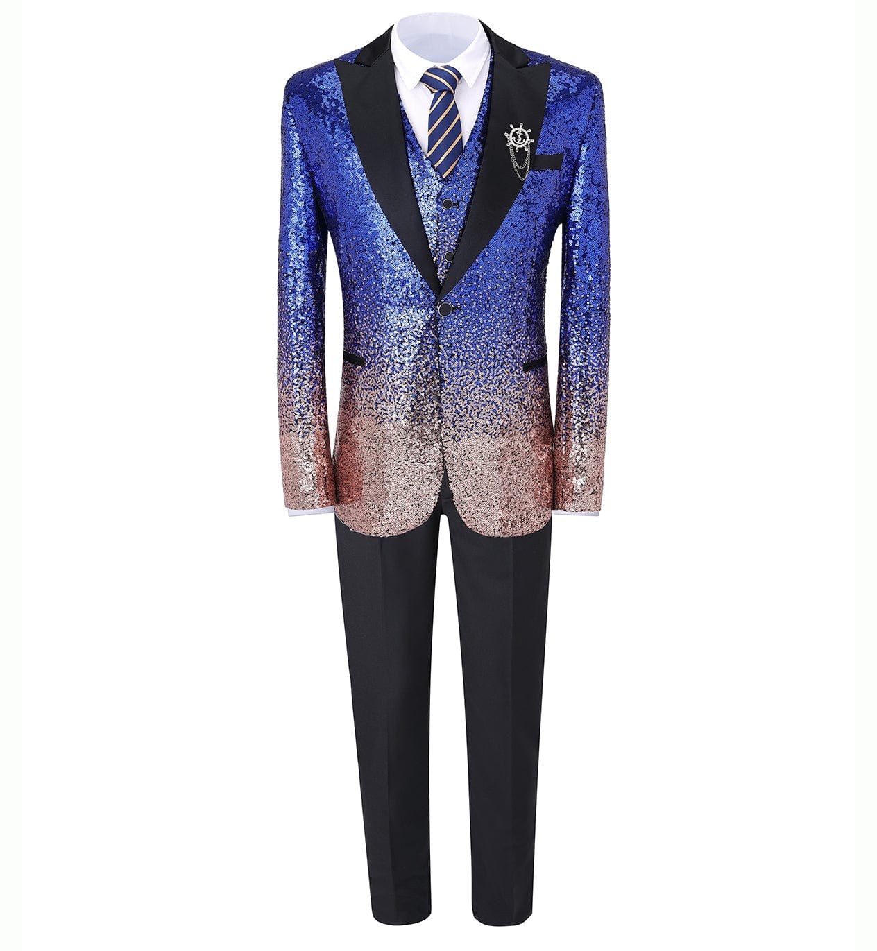 ceehuteey Men's Suit 3 Pieces Shiny Sequin Mens Suit Notch Lapel Tuxedo Wedding Formal Suit