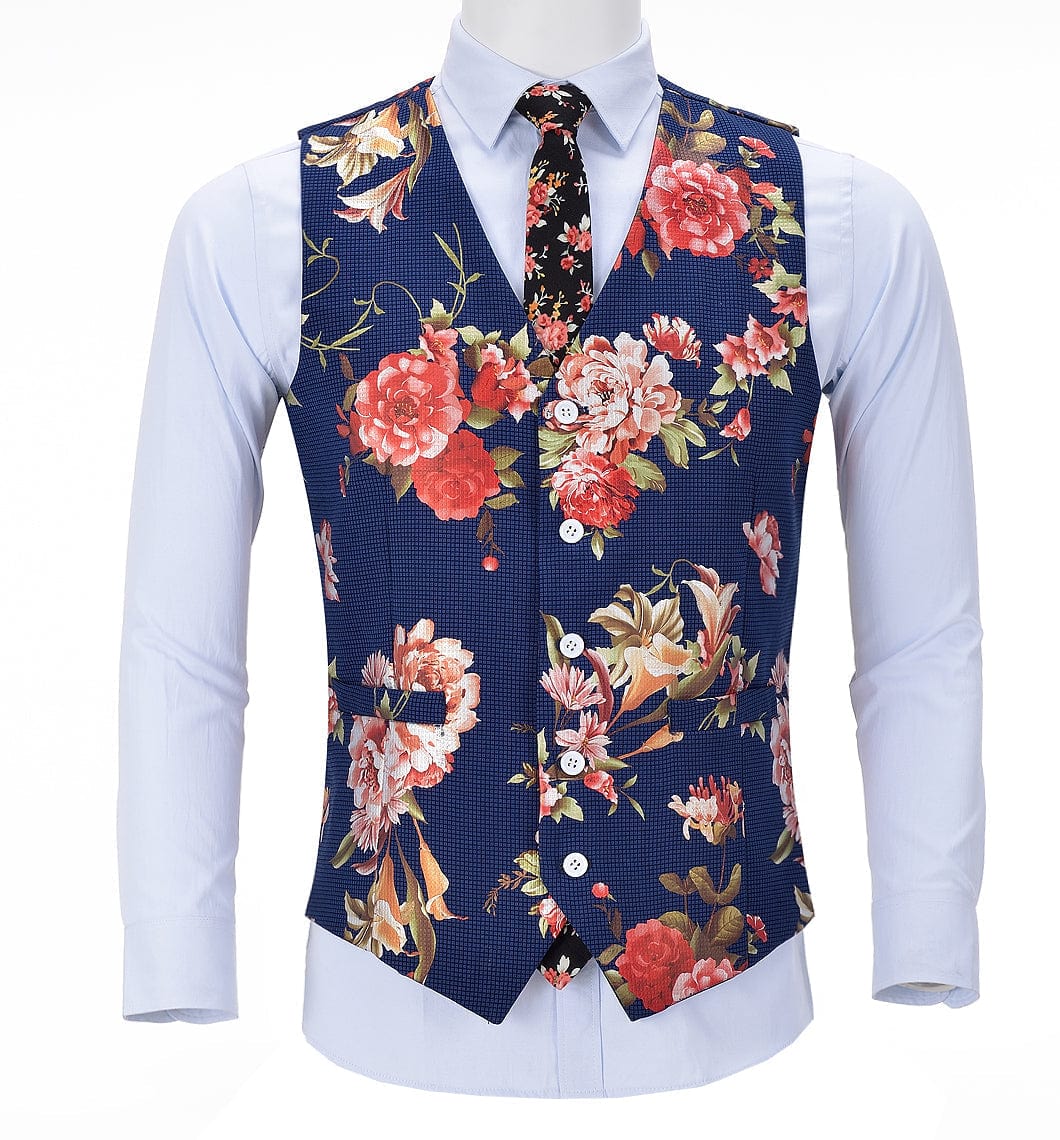 ceehuteey Men's Suit Vest Floral Dress V-Neck Waistcoat