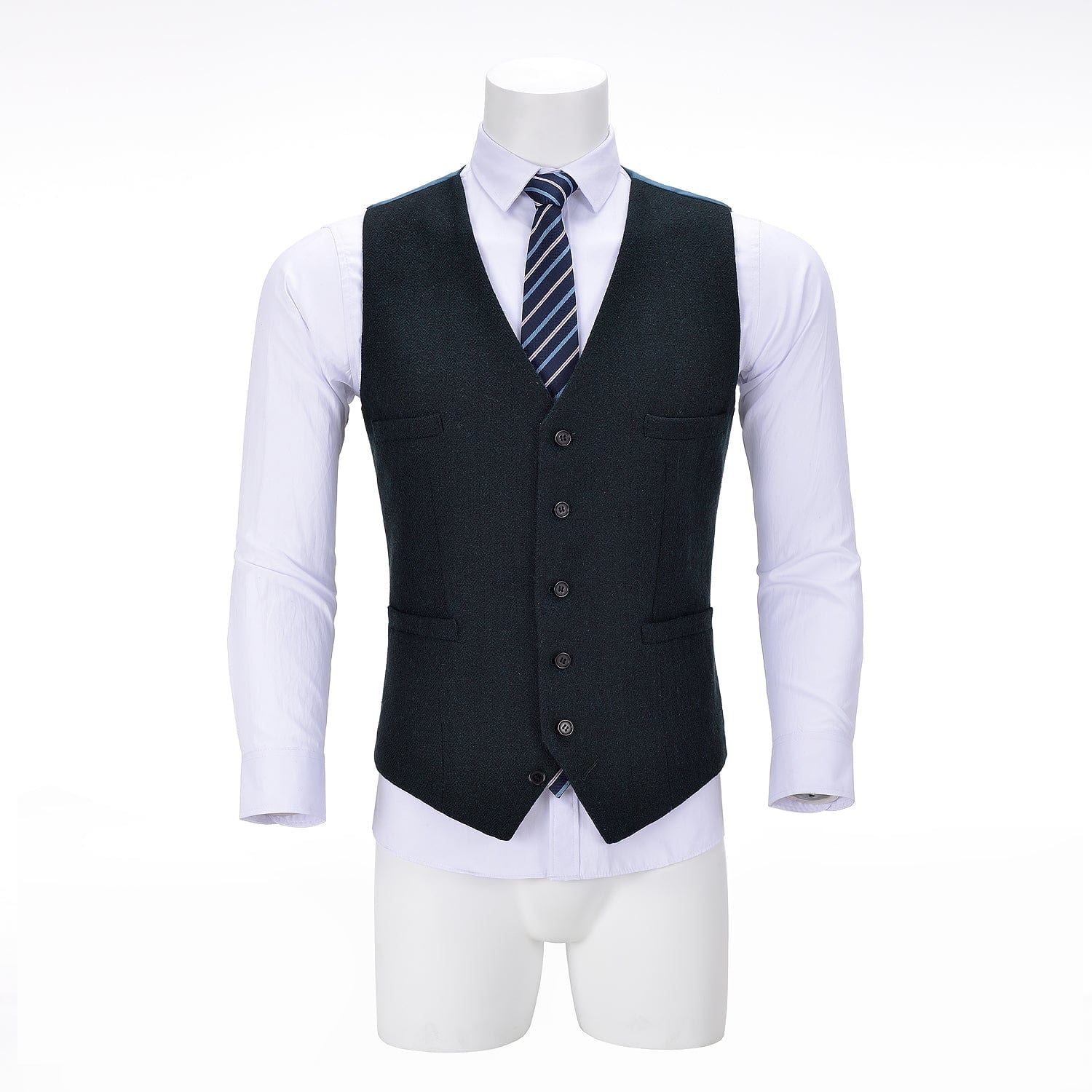 ceehuteey Men's Tweed Herringbone Paneled Satin Vest Slim Fit Waistcoat