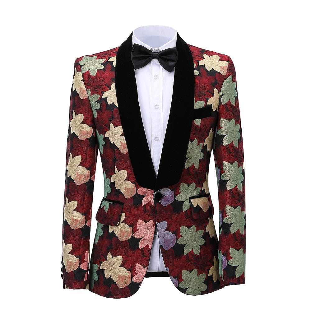 ceehuteey Mens 2 Piece Floral Dress Suit One Button Dinner Tuxedo Jacket & Pants