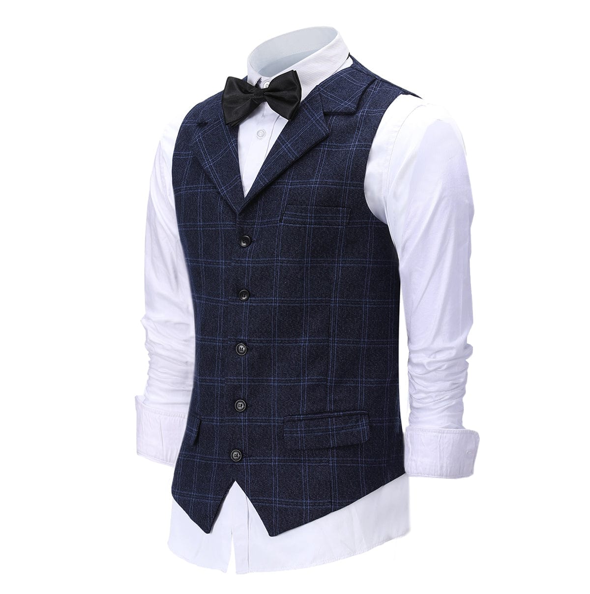 ceehuteey Mens Plaid 3 Piece Suits Slim Fit Double Breasted Plaid(Blazer+vest+Pants)