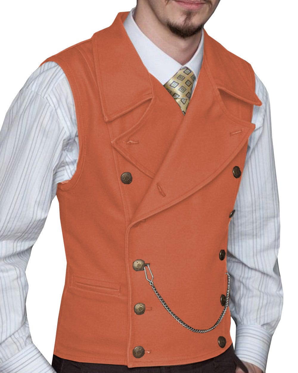 ceehuteey Mens Suede Cowboy Double Breasted Large Lapel Suede Classic Waistcoat