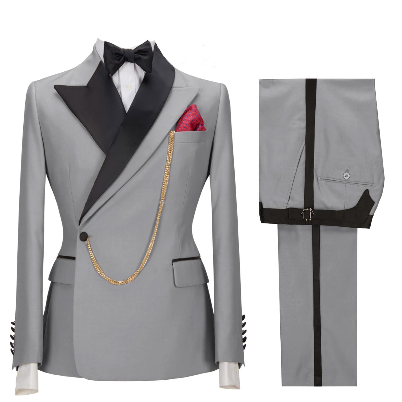 ceehuteey Stylish Mens Suit 2 Pieces Peak Lapel Blazer For Wedding Graduation(Blazer+Vest+Pants)