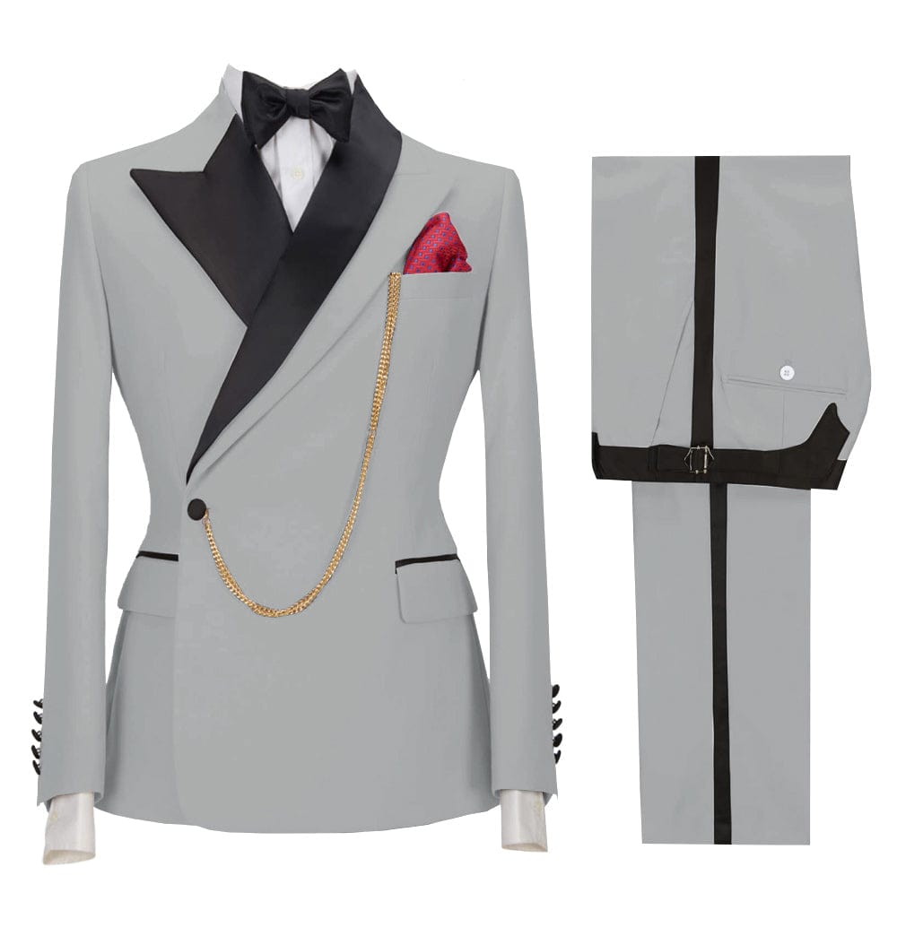 ceehuteey Stylish Mens Suit 2 Pieces Peak Lapel Blazer For Wedding Graduation(Blazer+Vest+Pants)