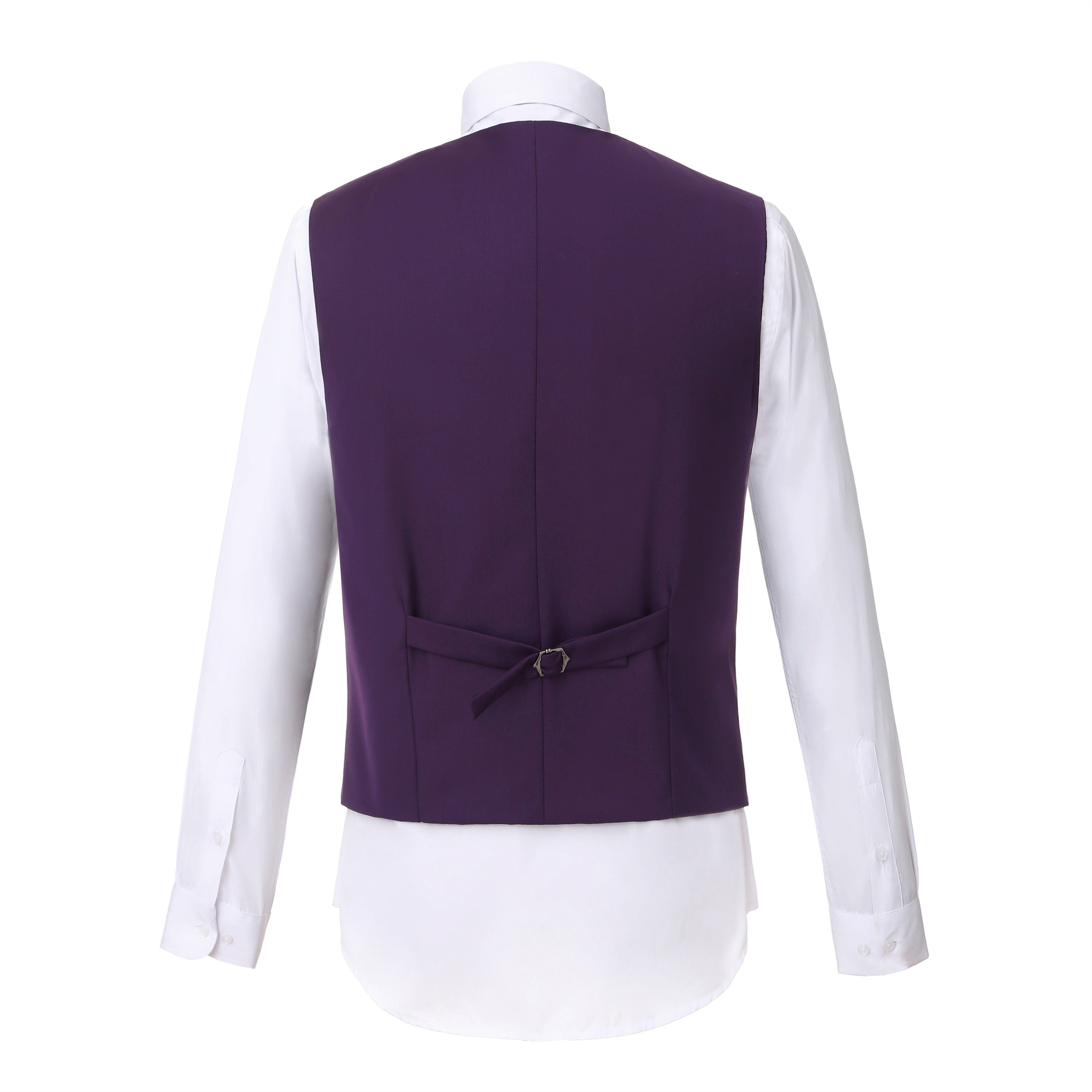 ceehuteey Western Purple Mens 3 Piece Suit Blazer Vest Pant for for wedding party